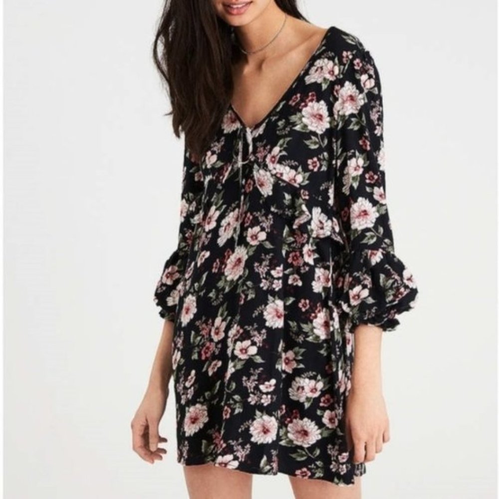 NEW American Eagle Boho Ruffle Moody Floral Dress